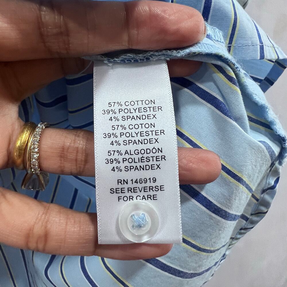 Casa Cabana Striped Pattern Blue‎ & White Button Up Boxy Fit Shirt Women's S - Picture 5 of 6